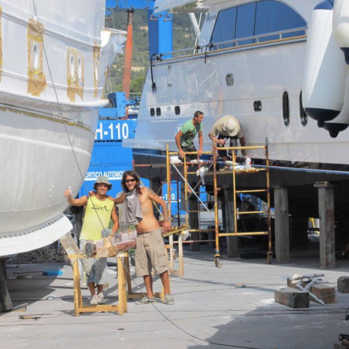 Boot onderhoud in de jachthaven